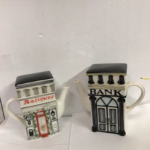 2 Vintage Square Teapots Hand painted porcelain Ceramic Heavy Glaze - Picture 2 of 9